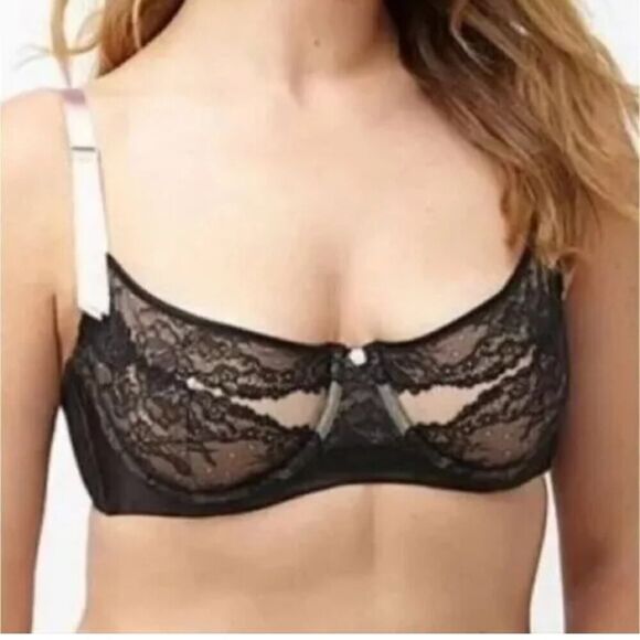 CACIQUE Delicate Lace with Cutouts Unlined Demi Bra Women's Size 38DDD - Picture 1 of 6